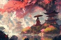 Enchanting Japaneseinspired Artwork With A Touch Of Fantasy And Wonder Royalty Free Stock Photo