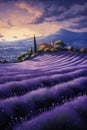 Enchanting Lavender Dreams: A Virtual Journey Through a Mountain Royalty Free Stock Photo