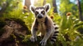 Enchanting lemur exploring its natural surroundings, displaying its distinctive traits