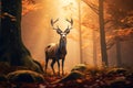 Enchanting Magic deer nature. Generate Ai