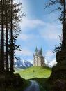 Enchanting magic princess fairy tale castle in the mountains