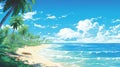 Enchanting Manhattan Beach Scene From The Maldives In Hayao Miyazaki\'s Style