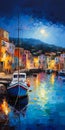 Enchanting Mediterranean Nights: A Vibrant Canvas of Harbor, Hil