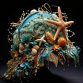 Enchanting Mermaid-Inspired Hat Adorned with Seashells, Pearls, and Starfish