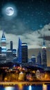 Enchanting Moonlit citycape illustration Artificial Intelligence artwork generated