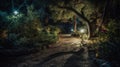 Enchanting Moonlit Garden Path: A Captivating Photoshoot with Sony A9 & 35mm Lens