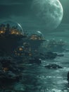 Enchanting Moonlit Metropolis: A Princess\'s Underwater Abode in
