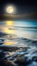 Enchanting Moonlit Seascape illustration Artificial Intelligence artwork generated