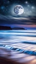 Enchanting Moonlit Seascape illustration Artificial Intelligence artwork generated