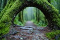 Enchanting moss-covered forest path Royalty Free Stock Photo