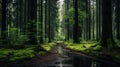 Enchanting Moss Covered Stream In A Moody European Forest