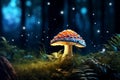 Enchanting mushroom amidst dark forest, Generative AI