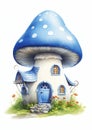 Enchanting Mushroom Cottage: A Whimsical Digital Sticker Illustr