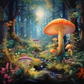 Enchanting Mushroom Forest with Ethereal Glow