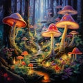 Enchanting Mushroom Forest with Ethereal Glow