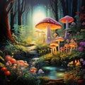 Enchanting Mushroom Forest with Ethereal Glow