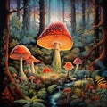 Enchanting Mushroom Forest with Ethereal Glow