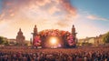 Enchanting Music Festival Stage amidst Medieval Splendor Royalty Free Stock Photo