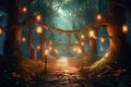 Enchanting and mysterious forest scene. Beautiful illustration picture. Generative AI