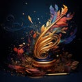 Enchanting Narrative: Quill Pen Weaving Surreal Landscapes and Imaginative Creatures Royalty Free Stock Photo