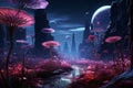 Enchanting Neon Dreamscape: Surreal Psychedelic Landscape