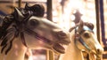 Enchanting Night Carousel: Selective Focus on Whirling Delights Royalty Free Stock Photo