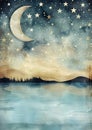 Enchanting Night: A Coherent Vector of Stars Reflecting on Lake Royalty Free Stock Photo