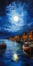 Enchanting Night: A Colorful Display of Boats and Art in the Moo