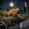Nocturnal Tranquility: A Houston ToadÃ¢â¬â¢s World Royalty Free Stock Photo