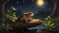 Under the Moon: A Houston ToadÃ¢â¬â¢s Journey Royalty Free Stock Photo