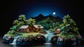 Enchanting Night View: Ceramic Landscape Figurine of Honiara