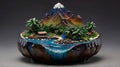 Enchanting Night View: Ceramic Landscape Figurine of Honiara