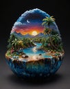 Enchanting Night View: Ceramic Landscape Figurine of Honiara