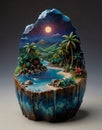 Enchanting Night View: Ceramic Landscape Figurine of Honiara