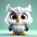 Enchanting Nocturnal Beauty: 3D Illustration of a Cute Owl