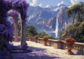 Enchanting Oasis: A Majestic Garden of Waterfalls, Fountains, an