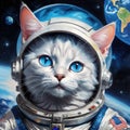 Feline Explorer: A Cosmic Sojourn in Oil