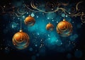 Enchanting Orbs: A Glowing Symphony of Blue and Gold Ornaments i