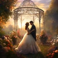 Enchanting Outdoor Wedding Scene with a Passionate Couple