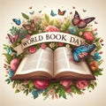 Enchanting pages: a celebration of world book day with magical open book and butterflies