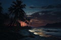 Enchanting Palm tree night dark. Generate Ai Royalty Free Stock Photo