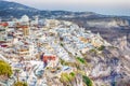 Enchanting Panorama of Marvelous Thira Fira City in Santorini Island In Greece Royalty Free Stock Photo