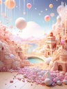 Enchanting Pastel Pink Fairy Tale City