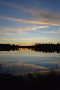 An enchanting, peaceful evening on Lapland`s remote wilderness lake.