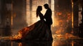 Whispers of Forever: Silhouetted Waltz in the Abandoned Hall