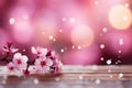 Enchanting pink cherry blossom on magical bokeh background with text space for creative placement