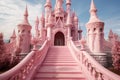 Enchanting Pink princess castle tower. Generate Ai Royalty Free Stock Photo
