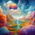 Enchanting Planet Swirling Clouds and Celestial Wonders. AI Royalty Free Stock Photo