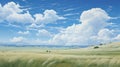 Enchanting Prairiecore: A Realistic Landscape With Swirling Vortexes And Monumental Murals