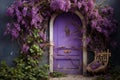 Enchanting Purple fairy door flowers. Generate Ai Royalty Free Stock Photo